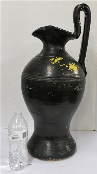 Larger North Carolina Pottery Rebecca Pitcher - Incised Rings - Very Heavy - Pitcher Has Been Painted Over - Measures 24" to Handle 