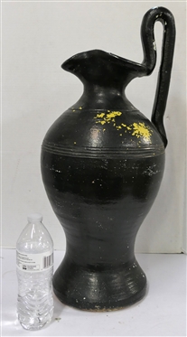Larger North Carolina Pottery Rebecca Pitcher - Incised Rings - Very Heavy - Pitcher Has Been Painted Over - Measures 24 to Handle 