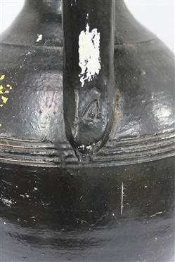 Larger North Carolina Pottery Rebecca Pitcher - Incised Rings - Very Heavy - Pitcher Has Been Painted Over - Measures 24 to Handle 