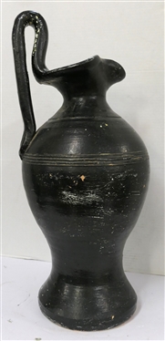 Larger North Carolina Pottery Rebecca Pitcher - Incised Rings - Very Heavy - Pitcher Has Been Painted Over - Measures 24 to Handle 