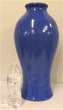 Large Blue Glazed Pottery Hearth / Floor Vase -Hand Made Vase is  20 Tall 