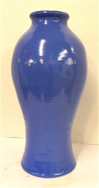 Large Blue Glazed Pottery Hearth / Floor Vase -Hand Made Vase is  20 Tall 