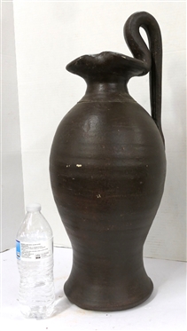 Large North Carolina Pottery Rebecca Pitcher - Dark Brown Glaze  4 Incised Near Bottom Under Handle -Vessel Has Intentional Hole in Bottom Center - Measures 21 1/2 Tall - 