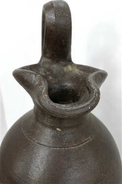 Large North Carolina Pottery Rebecca Pitcher - Dark Brown Glaze  4 Incised Near Bottom Under Handle -Vessel Has Intentional Hole in Bottom Center - Measures 21 1/2 Tall - 