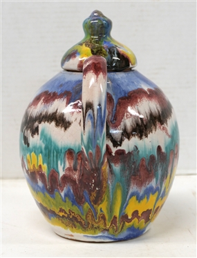 Beautiful North Carolian Pottery Multi Color Rainbow Pottery Tea Pot - Attributed to Early 1940''s A.R. Cole -Sanford NC Potter - Beautiful Multi Color Glaze - Tea Pot is Approx. 9 1/2 Tall with...