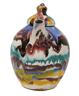 Beautiful North Carolian Pottery Multi Color Rainbow Pottery Tea Pot - Attributed to Early 1940''s A.R. Cole -Sanford NC Potter - Beautiful Multi Color Glaze - Tea Pot is Approx. 9 1/2 Tall with...