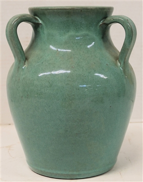 Seagrove North Carolina Three Handled Vase - Turquoise Glaze - Attributed To Cole Family - Vase is 9 Tall 