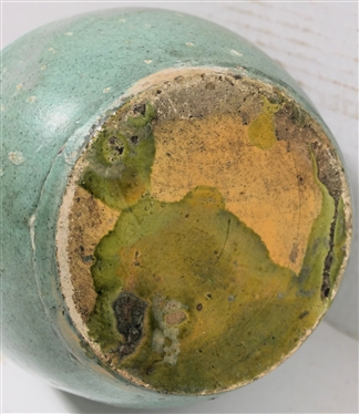 Light Seafoam / Turquoise Green Vase - Ribbed Body - Narrow Top - Vase is 12 1/4 Tall - Small Glaze Flakes on Body - See Photo 