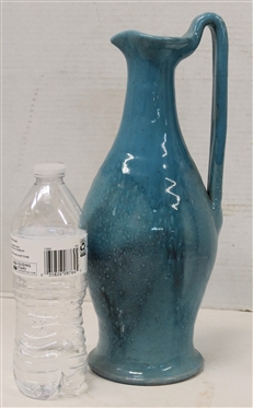North State Pottery Rebecca Pitcher - Blue Glaze - Handmade by North State Pottery - Sanford, NC - 1939 - 1959 - Pitcher is 13 1/4 Tall - Small Glaze Flake Near Bottom Edge
