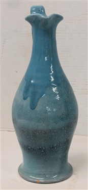 North State Pottery Rebecca Pitcher - Blue Glaze - Handmade by North State Pottery - Sanford, NC - 1939 - 1959 - Pitcher is 13 1/4 Tall - Small Glaze Flake Near Bottom Edge