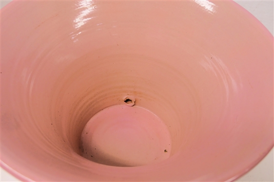 North Carolina Art Pottery Planter with Pink Glaze - Attached Saucer - Planter is 9 tall 13 1/2 Across