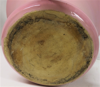 North Carolina Art Pottery Planter with Pink Glaze - Attached Saucer - Planter is 9 tall 13 1/2 Across