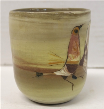 Pillin Art Pottery Cup with Hand Decorated - 3 Birds - Signed on Bottom - Cup is 3 1/2 Tall - Pillin Pottery  - Los Angeles California, Polia (1909 - 1902) and William (1910 - 1985) Pillin