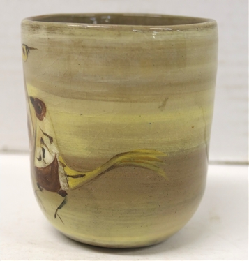 Pillin Art Pottery Cup with Hand Decorated - 3 Birds - Signed on Bottom - Cup is 3 1/2 Tall - Pillin Pottery  - Los Angeles California, Polia (1909 - 1902) and William (1910 - 1985) Pillin