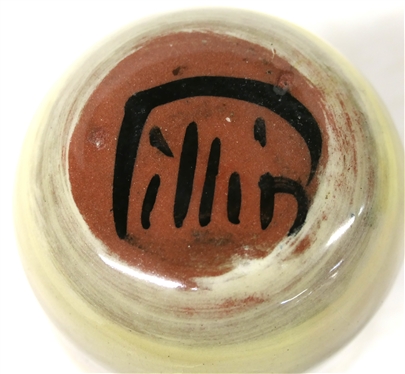 Pillin Art Pottery Cup with Hand Decorated - 3 Birds - Signed on Bottom - Cup is 3 1/2 Tall - Pillin Pottery  - Los Angeles California, Polia (1909 - 1902) and William (1910 - 1985) Pillin