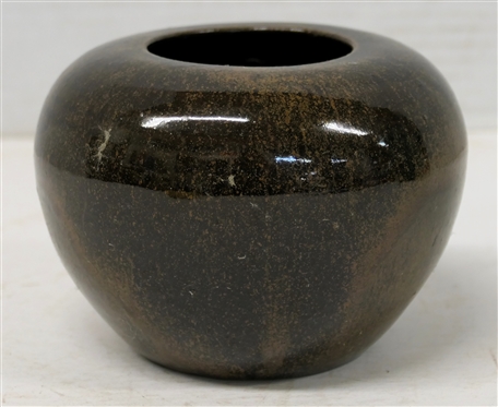 A.R. Cole Pottery Sanford, N.C. Small Vase - Mirror Black Variegated Glaze - Stamped on Bottom - Vase is 3 3/4 Tall 4 1/2 Across