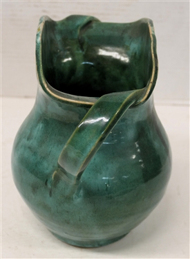 1930''s Van Cleve Pottery Double Handled Art Pottery Fan Style Vase Green Variegated Glaze -Van Cleve Pottery Hackettstown, N.J. - Vase is 8 1/4 Tall 9 Wide