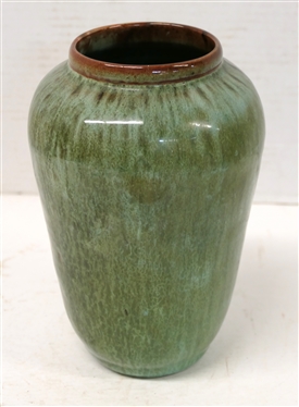 Seagrove North Carolina Green Variegated Art Pottery Vase - 8 Tall - Not Signed