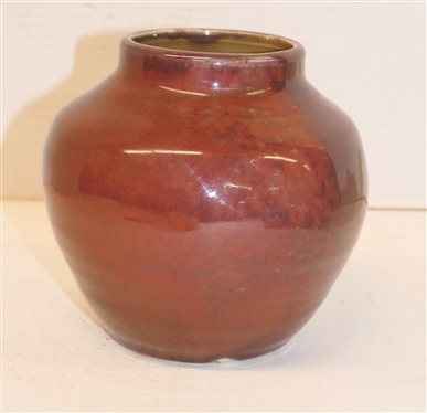 1950 Pisgah Forest Dark Wine Glazed Vase / Jar - Stamped 1950 Pisgah Forest - 6 Tall 
