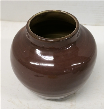 1950 Pisgah Forest Dark Wine Glazed Vase / Jar - Stamped 1950 Pisgah Forest - 6 Tall 