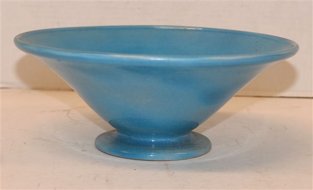 Shearwater Pottery Footed Bowl / Compote - Pretty Light Blue Glaze - Stamped Shearwater on Bottom of Foot - Bowl is 3 3/4 Tall 9 1/4 Across Top - Shearwater Pottery Ocean Springs, MS 