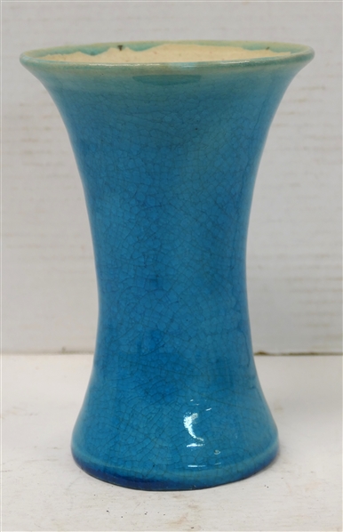 1947 Pisgah Forest Stephen - Blue Crackel Glazed Vase - White Speckled Interior - Vase is 7" Tall - Stamped "47 Stephen" with Potters Wheel Mark 