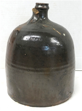 POE & Co Stamped Fayetteville, North Carolina Pottery Jug - 19th Century North Carolina Stone Jug - Missing Handle - Jug is 10 Tall  -  Edgar Allen Poe (1858 - 1934) Fayetteville, NC Potter