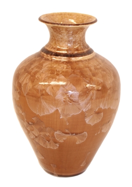 Pretty Tan and Pink Phil Morgan Crystalline Glazed Vase - Dated 1992 - Vase is 8 Tall 
