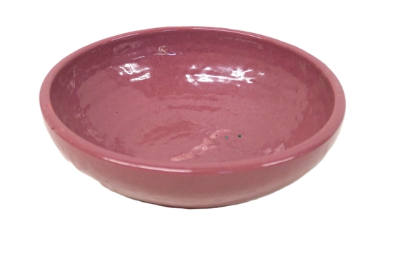 Pink Glazed North Carolina Art Pottery Low Bowl - Pink Glaze with Heavy Drips - Bowl is 3 1/4 Tall 10 Across