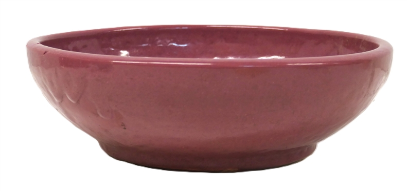 Pink Glazed North Carolina Art Pottery Low Bowl - Pink Glaze with Heavy Drips - Bowl is 3 1/4 Tall 10 Across