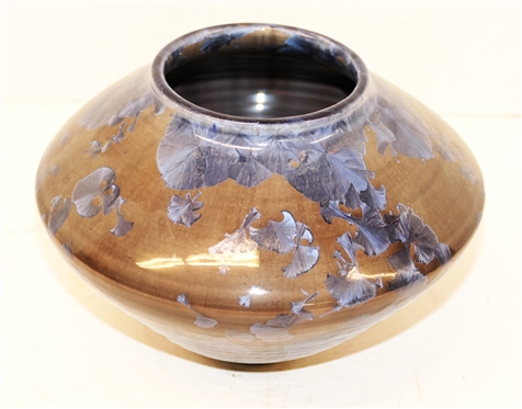 Dover Crystalline Art Pottery Vase - Dark Gray and Lavender Blue Glazes - Signed Dover 1996 - Vase is 5 1/2 Tall - Dover Pottery Seagrove,  NC - Al McCanless Potter
