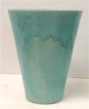 Large 1939 -1959 Handmade by North State Pottery Turquoise Vase - 9 1/2 Tall 7 1/2 Wide at Top - Chip At Top Edge - See Photo - Stamped on Bottom 