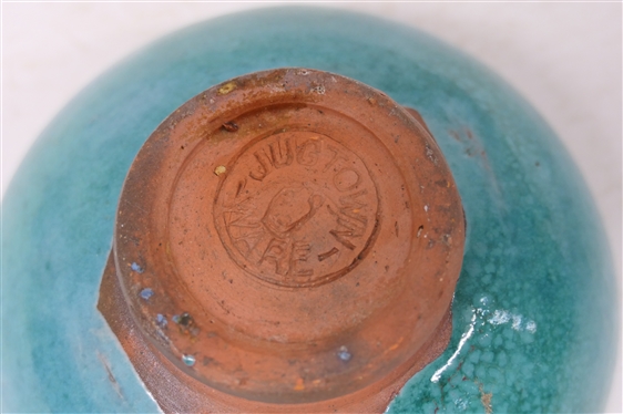 Jugtown Ware Vibrant Turquoise Low Bowl - Stamped on Bottom - Bowl is 2 Tall 4 1/2 Across