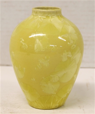 Happy Yellow Phil Morgan 2005 Crystalline Art Pottery Small Vase - 4 1/2 Tall - Signed Phil Morgan 2005 