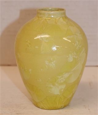Happy Yellow Phil Morgan 2005 Crystalline Art Pottery Small Vase - 4 1/2 Tall - Signed Phil Morgan 2005 