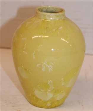 Happy Yellow Phil Morgan 2005 Crystalline Art Pottery Small Vase - 4 1/2 Tall - Signed Phil Morgan 2005 