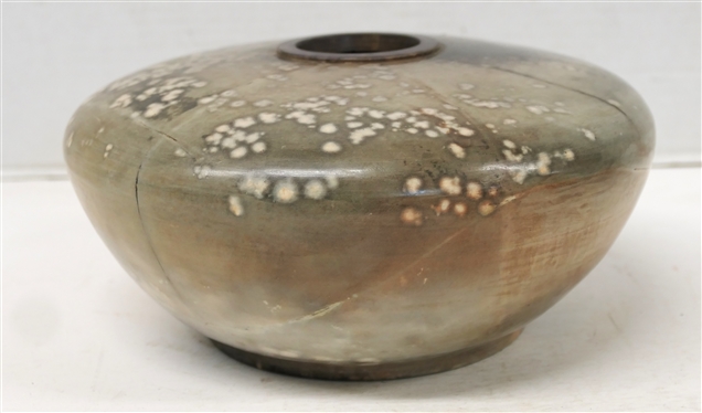 1997 Dated Raku Pottery Vessel - Vase is 4 1/2 Tall 8 1/2 Across Signed with A 97 