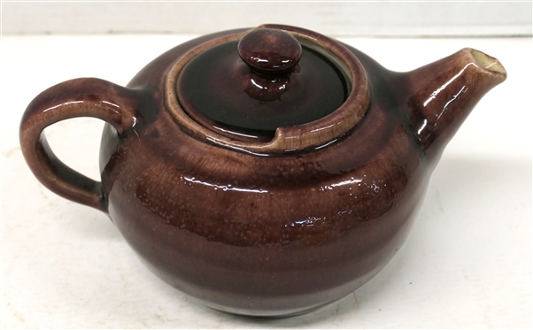 1949 Pisgah Forest Dark Wine Tea Pot with Lid - 4 1/2 Tall 8 1/2 - Stamped 1949 Stephen 