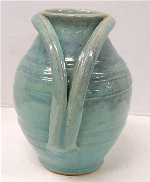 Large A.R. Cole Apothecary Jar - Turquoise / Blue Glaze - Jar is 10 Tall 9 Wide - Not Signed Attributed to A.R. Cole Sanford NC