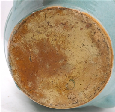 Large A.R. Cole Apothecary Jar - Turquoise / Blue Glaze - Jar is 10 Tall 9 Wide - Not Signed Attributed to A.R. Cole Sanford NC
