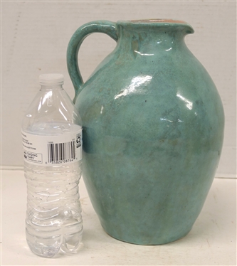 1932 Pisgah Forest Large Gloss Green Pitcher - Pink Glazed Interior - Pitcher is 10 Tall Stamped Pisgah Forest 1932 
