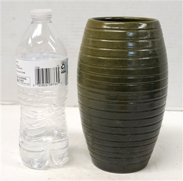 Master Ben Owen Frogskin Glaze Ringed Vase - 7 1/2 Tall - Ring Turned Body - Stamped Master Ben Owen Pottery - North Carolina 