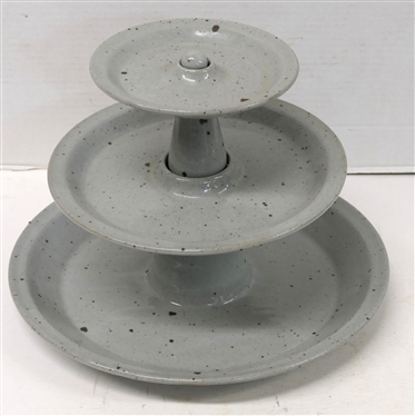 Mack Chrisco 1993 North Carolina Art Pottery - Unusual Tiered Stand - 3 Pieces - Base is 12 Across - Smallest Top Piece is 6 Across