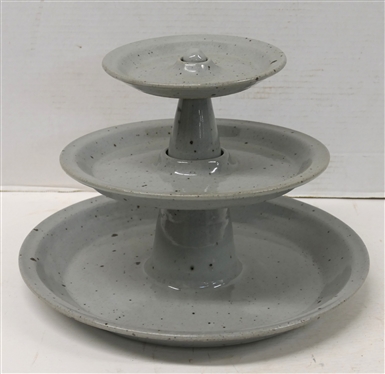Mack Chrisco 1993 North Carolina Art Pottery - Unusual Tiered Stand - 3 Pieces - Base is 12 Across - Smallest Top Piece is 6 Across
