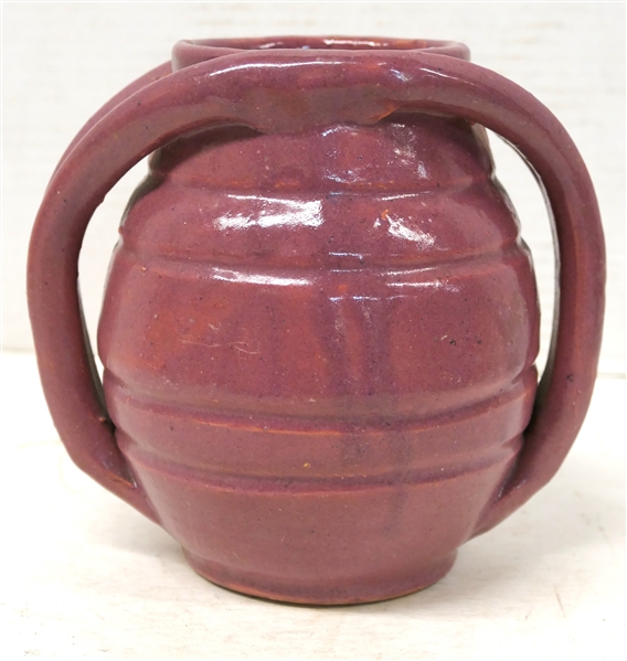 Rainbow Pottery Sanford, NC  Handmade Apothecary Jar - Double Handles - Mulberry Pink Glaze - Jar is 6" Tall 