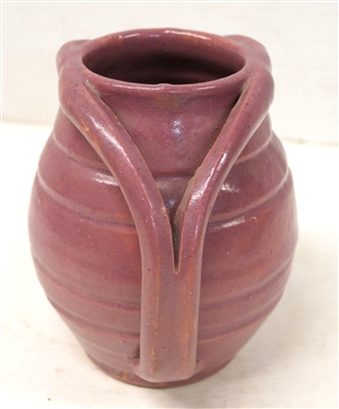 Rainbow Pottery Sanford, NC  Handmade Apothecary Jar - Double Handles - Mulberry Pink Glaze - Jar is 6 Tall 