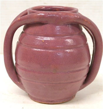 Rainbow Pottery Sanford, NC  Handmade Apothecary Jar - Double Handles - Mulberry Pink Glaze - Jar is 6 Tall 