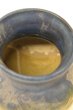 Arts and Crafts Period Pottery Vase - Blue and Green Glaze - Vase is 6 1/2 Tall - Has Crack at Neck - Unsigned 