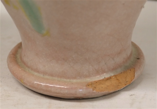 3 Smaller Pieces of Cole / Rainbow Art Pottery - 2 Rebecca Pitchers - 6 1/4 Tall 5 3/4 Tall and 5 Jug with Glaze Missing on Handle and Under Lip - All Unsigned 