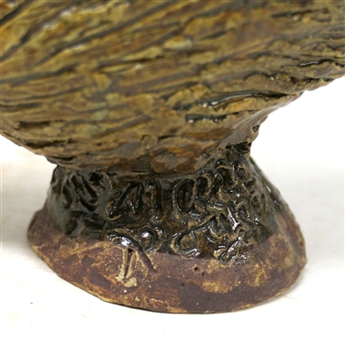 2 Marie Rogers Pottery Bird Sculptures Standing Bird is 5 Tall Other Bird is 7 Beak to Tail - Marie Rogers - Georgia Folk Potter  